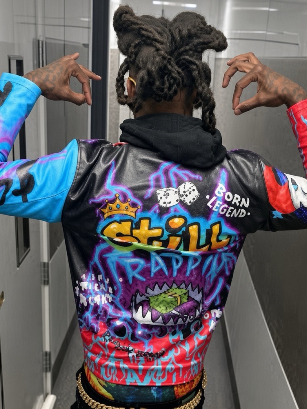 Still Trapping Born Legend Polyester Jacket Reason Mens Size Large (#B1)